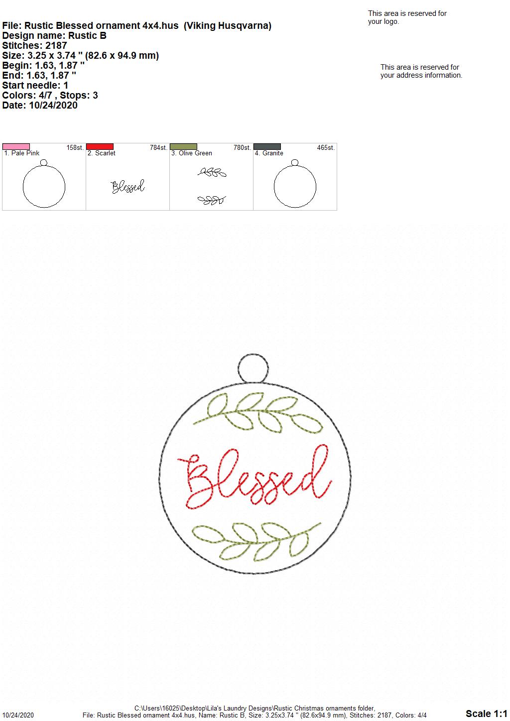 Rustic Christmas Ornament Set - Digital File - Embroidery Design