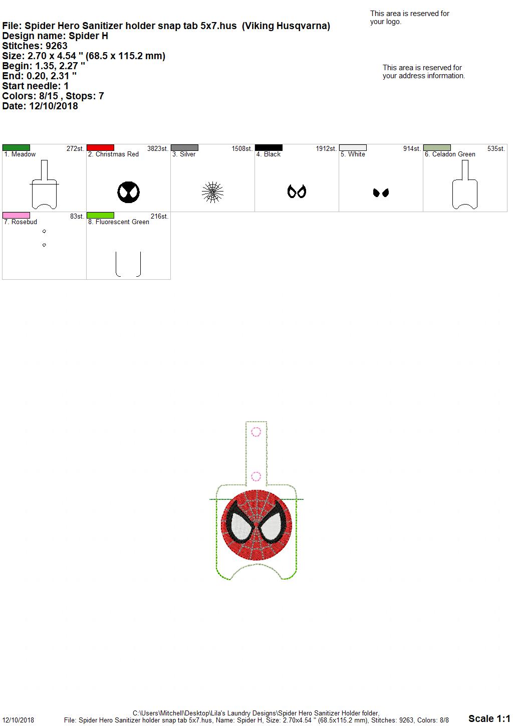 Spider Hero Sanitizer Holder - Embroidery Design - DIGITAL Embroidery DESIGN