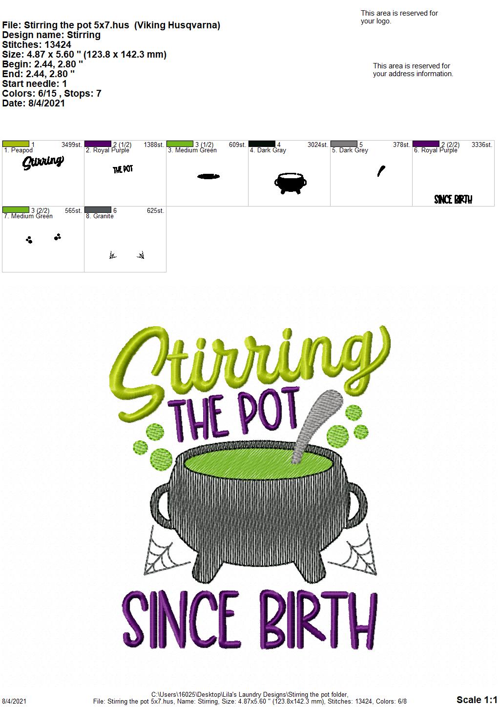 Stirring the Pot - 3 sizes- Digital Embroidery Design