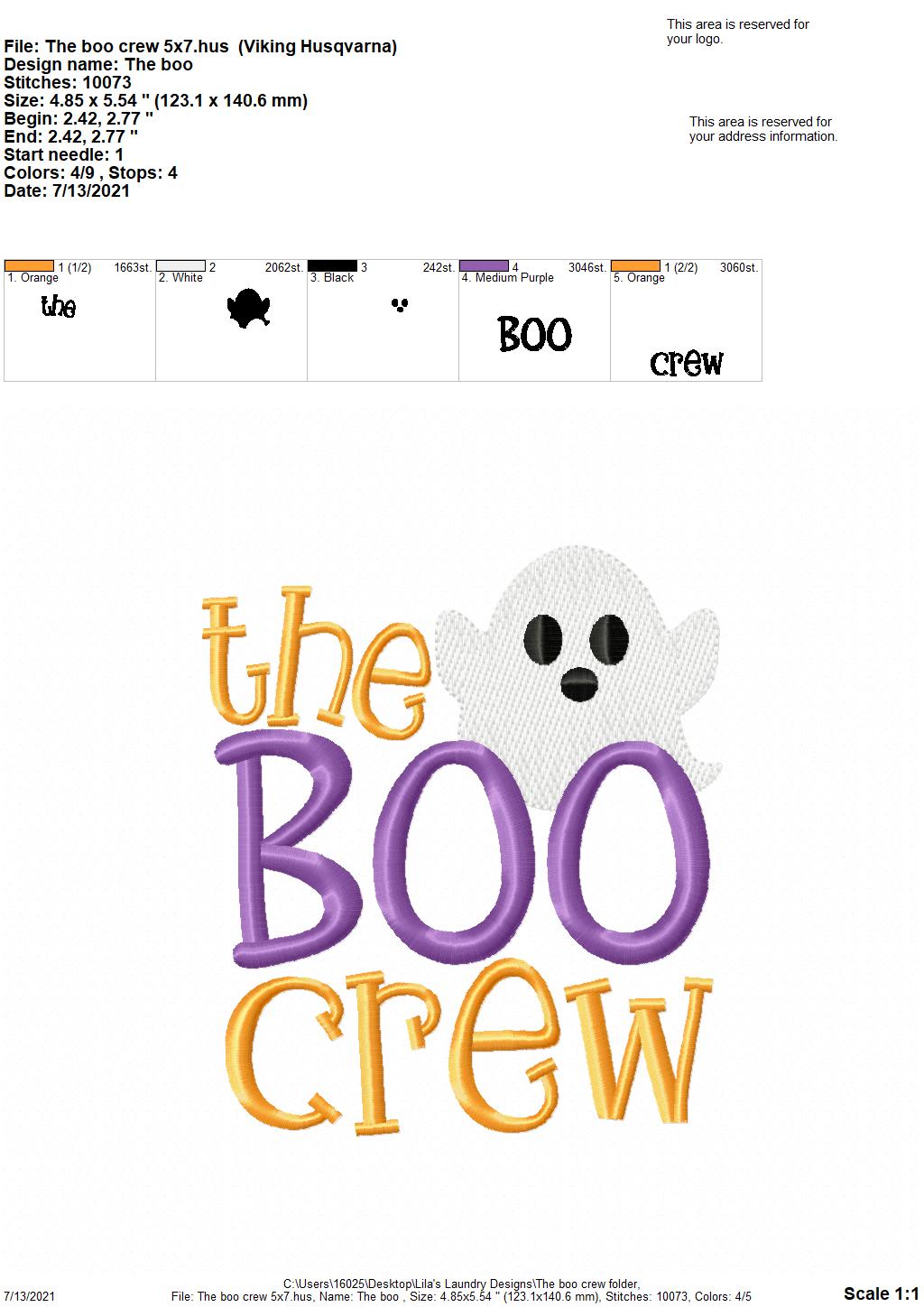 The Boo Crew - 3 sizes- Digital Embroidery Design