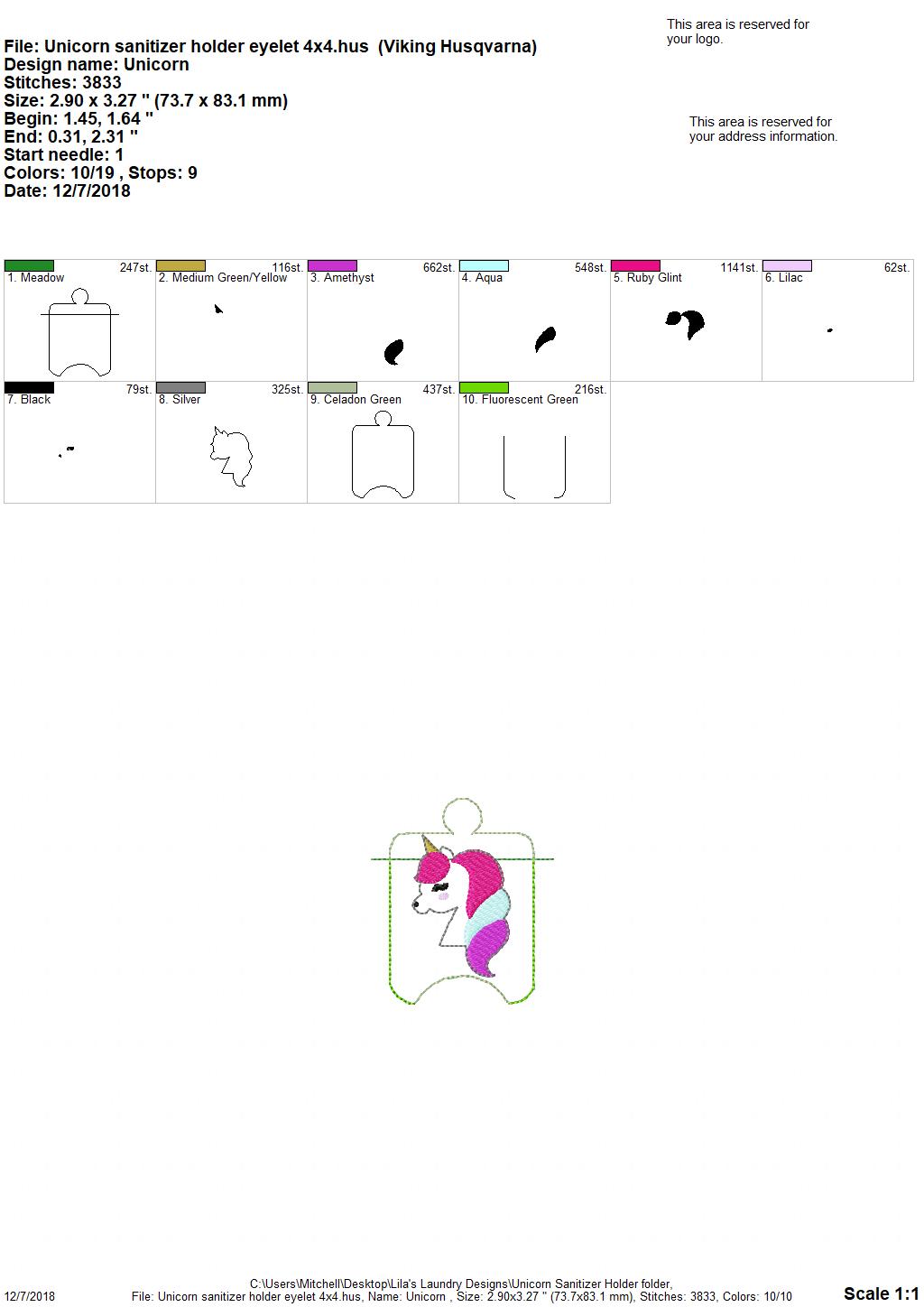 Unicorn Sanitizer Holders - Embroidery Design - DIGITAL Embroidery DESIGN
