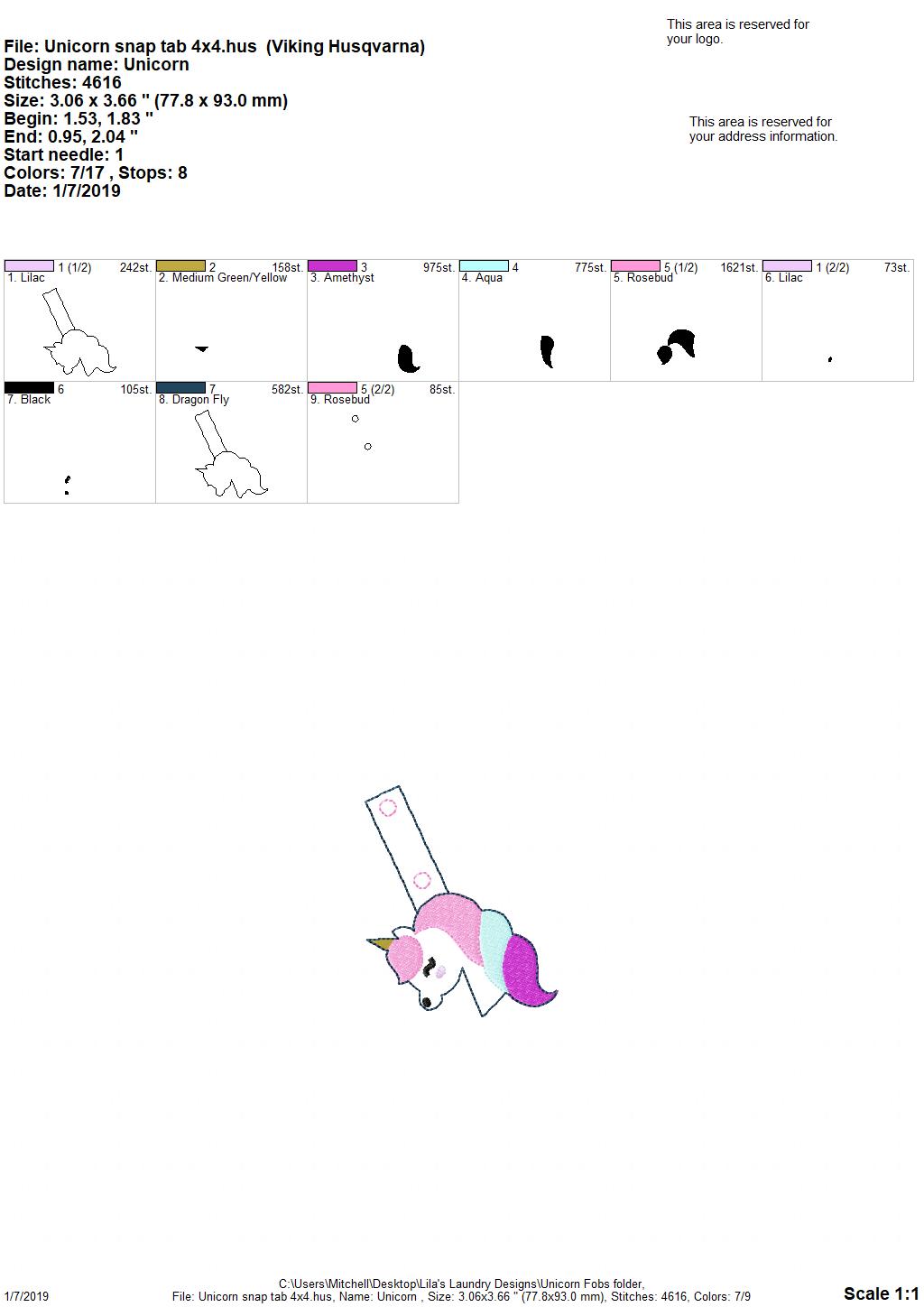 Unicorn Fobs - Embroidery Design - DIGITAL Embroidery DESIGN