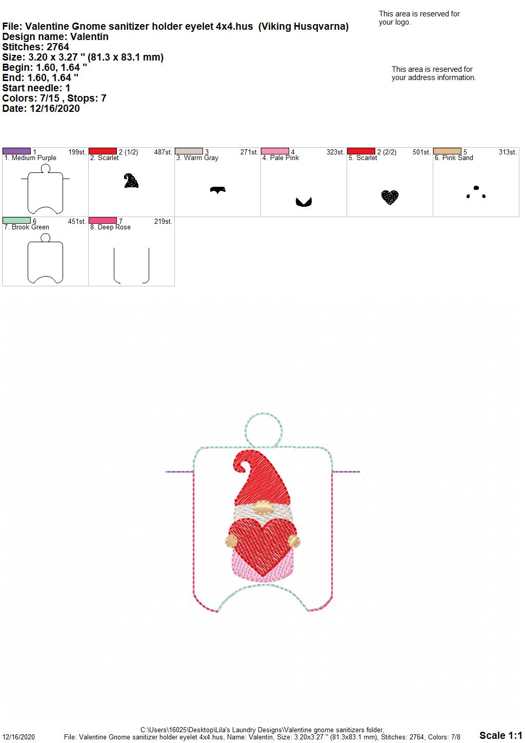 Valentine Gnome Sanitizer Holders - DIGITAL Embroidery DESIGN