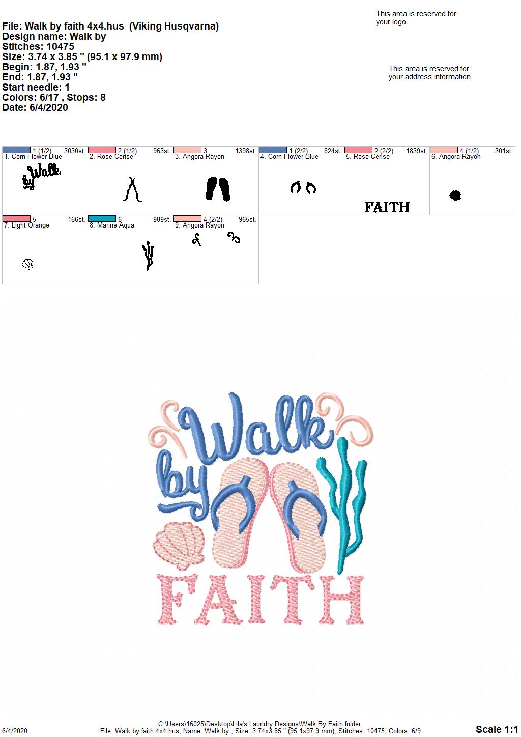 Walk By Faith - 4 Sizes - Digital Embroidery Design