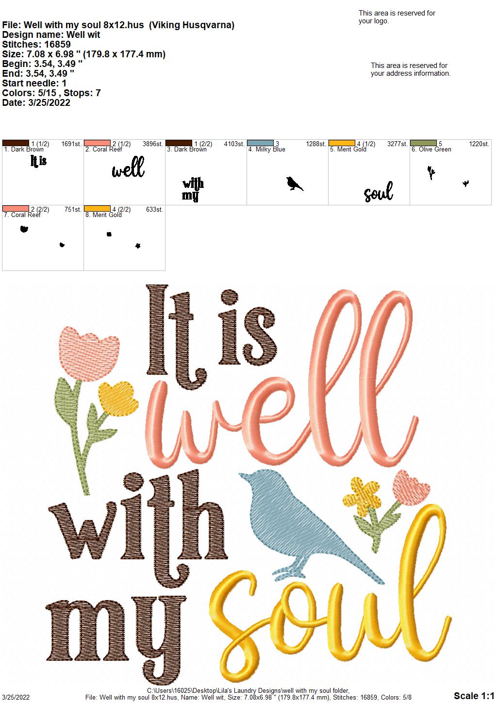 Well with my Soul - 3 sizes- Digital Embroidery Design