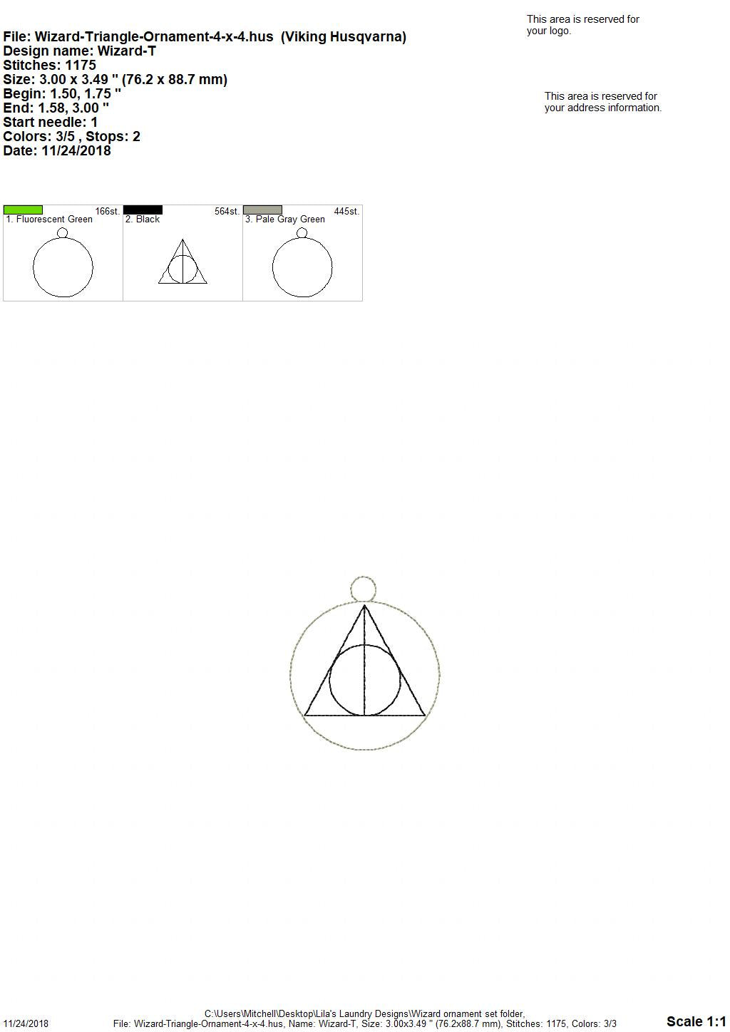 Wizard Ornament Set - Digital Embroidery Design