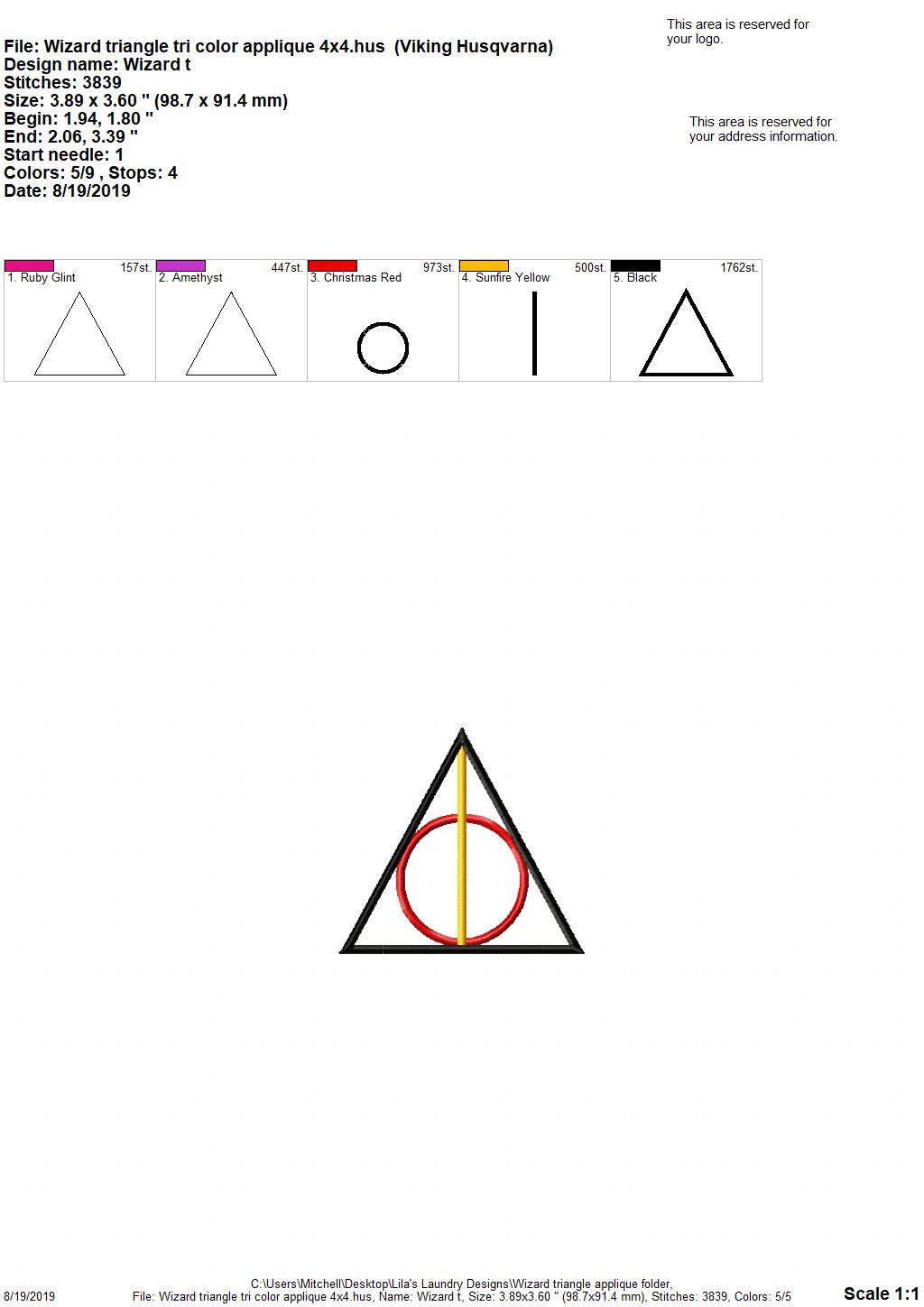 ITH Wizard Triangle Applique - Digital Embroidery Design
