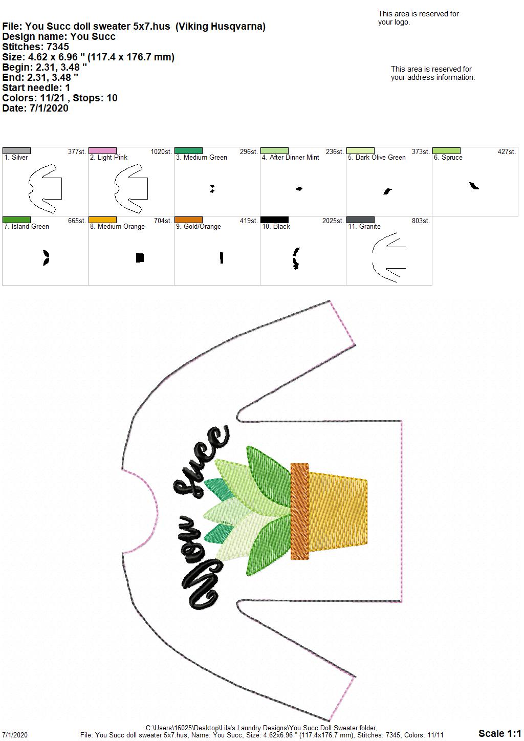 You Succ Sweater 5x7 - Digital Embroidery Design