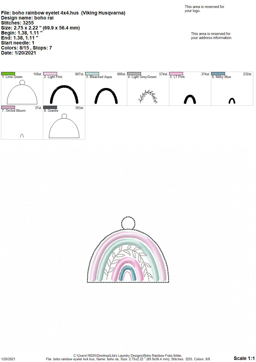 Boho Rainbow Fobs - DIGITAL Embroidery DESIGN