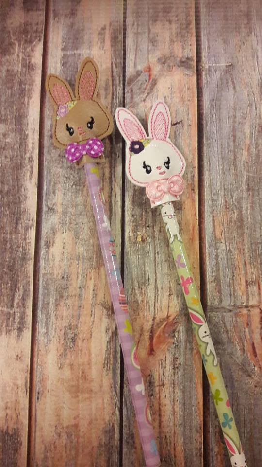 Bunny Girl Pencil Topper - Embroidery Design - DIGITAL Embroidery DESIGN