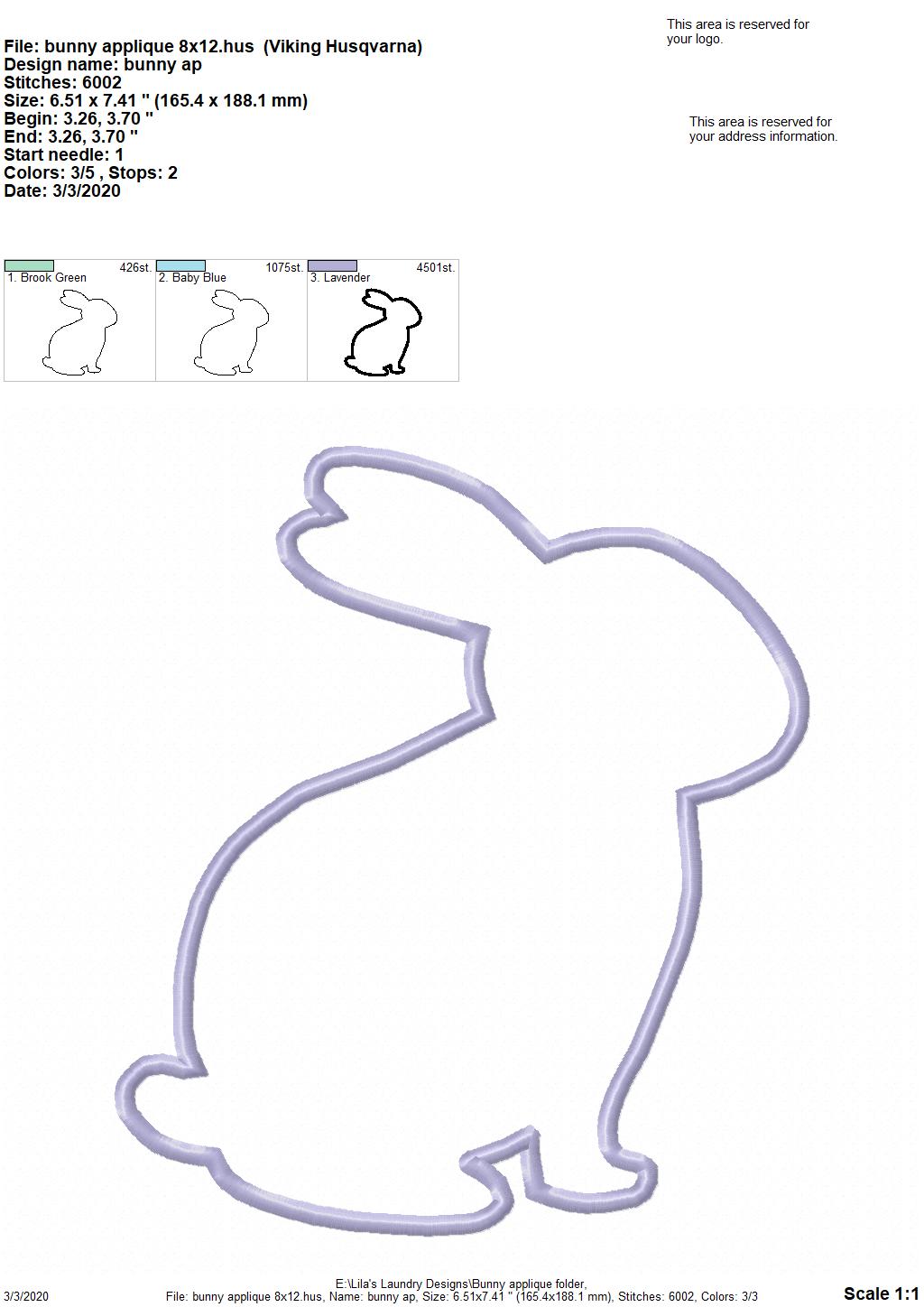Bunny Applique - 4 Sizes - Digital Embroidery Design