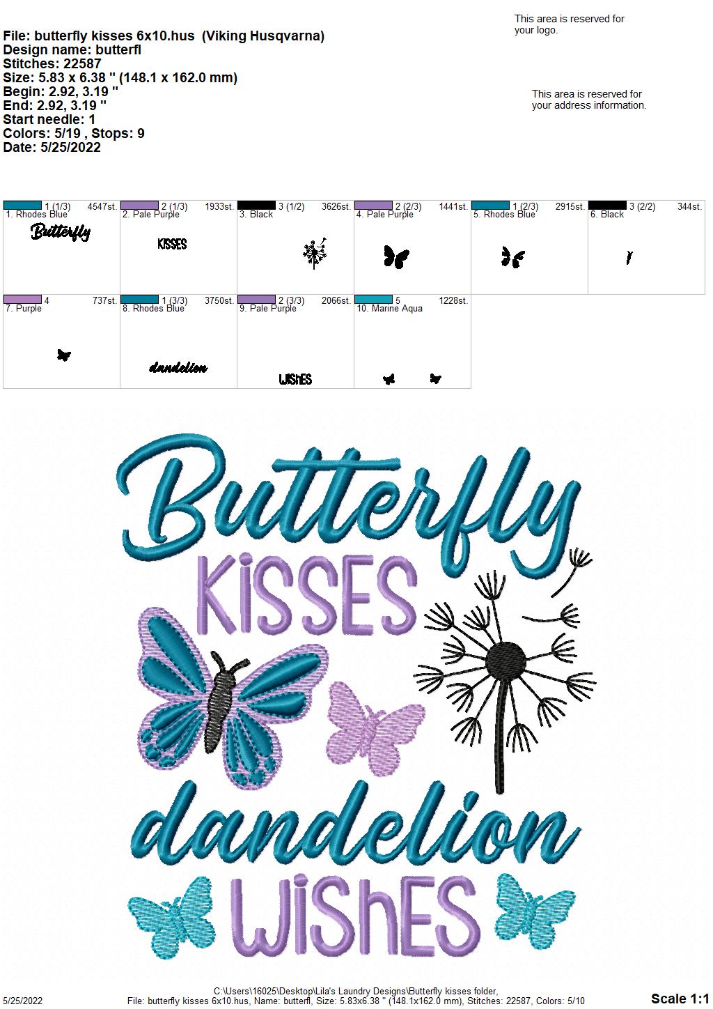 Butterfly Kisses - 3 sizes- Digital Embroidery Design