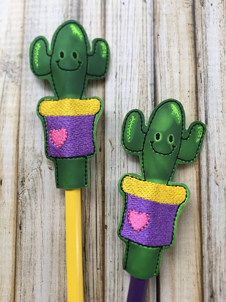 Cactus Pencil Toppers - Digital Embroidery Design