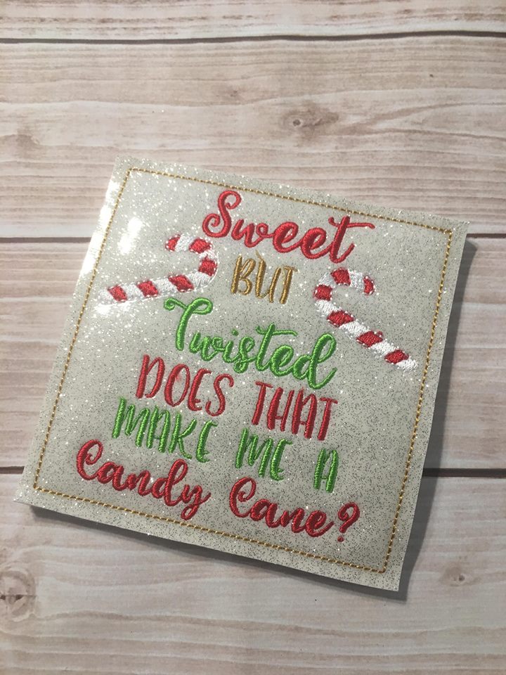 Sweet but Twisted, does that make me a candy cane? Coaster - Embroidery Design - DIGITAL Embroidery DESIGN