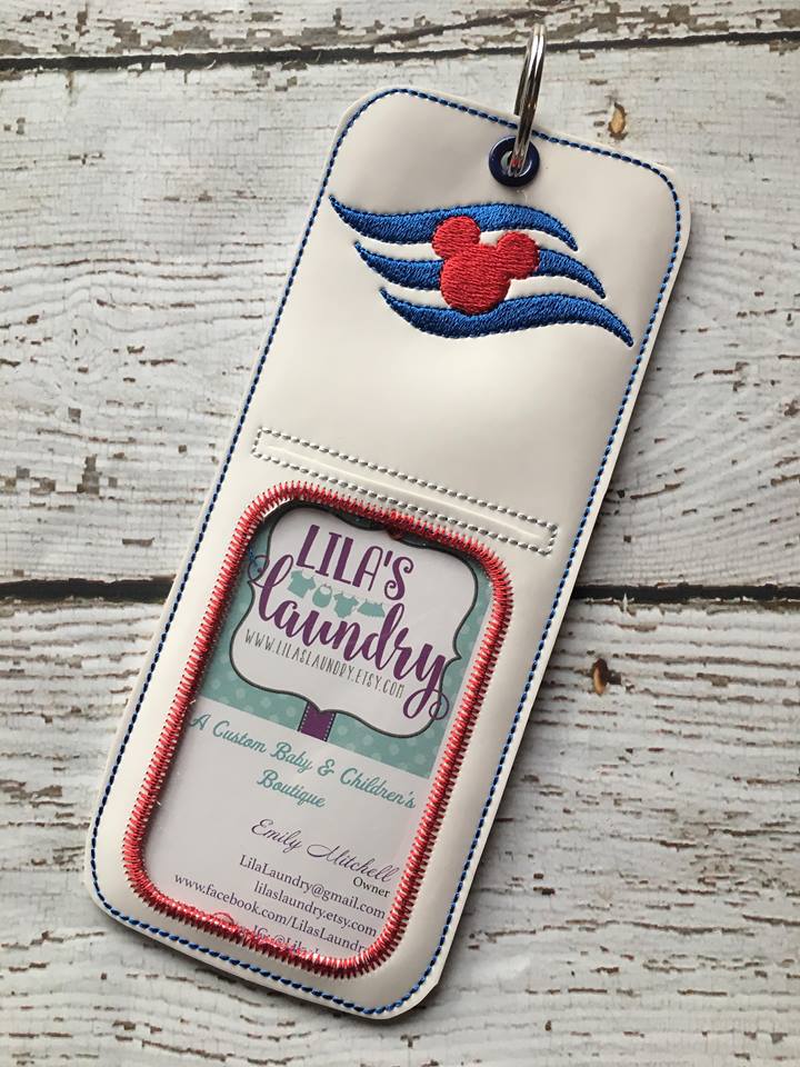 Mouse Cruise vertical ID holder - Embroidery Design - DIGITAL Embroidery design