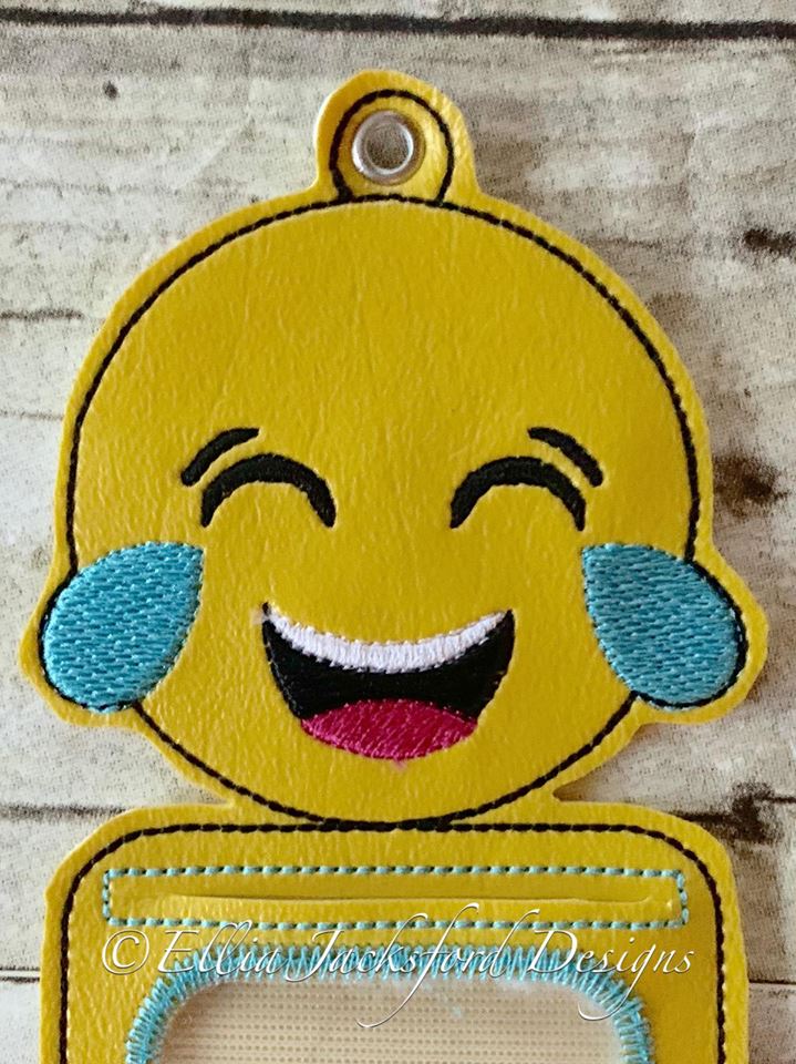 Smiley Crying Laughing ID holder - Embroidery Design - DIGITAL Embroidery design