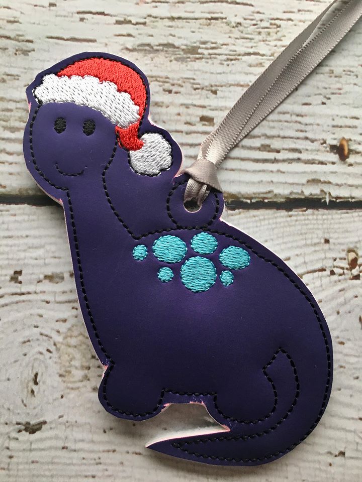 Santa Dinosaur Ornament - Embroidery Design - DIGITAL Embroidery DESIGN