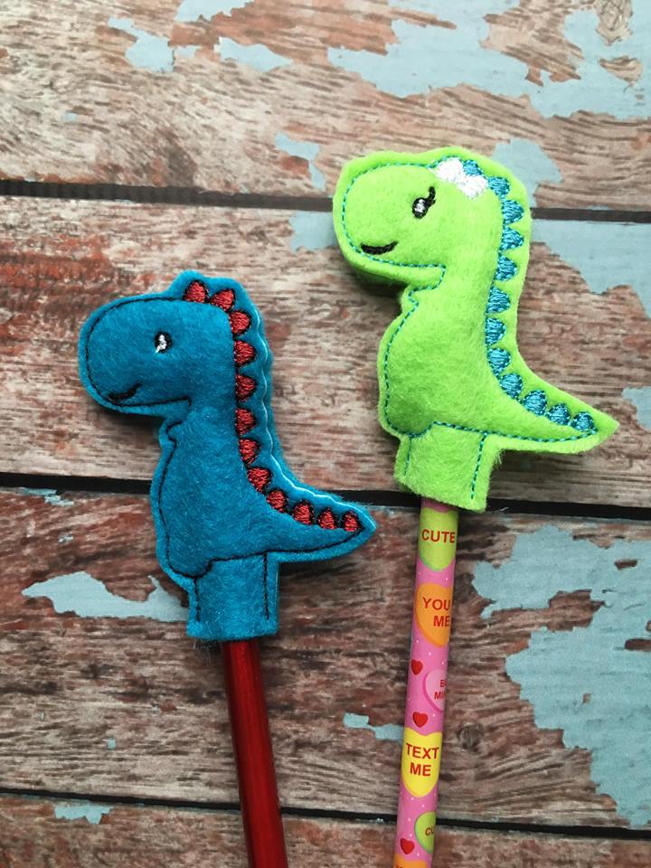 Dino Duo Pencil Toppers - Embroidery Design - DIGITAL Embroidery DESIGN