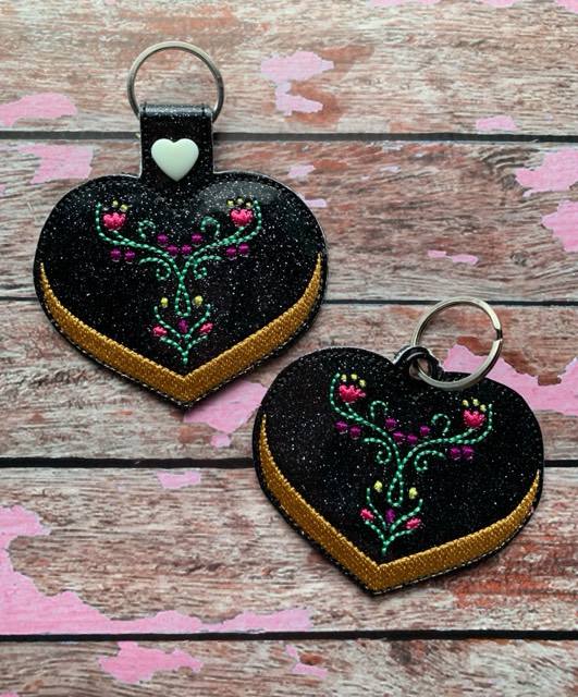 Valentine Ice Sister Princess Fobs - Digital Embroidery Design