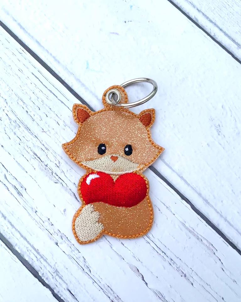 Valentine Boy Fox Fobs - Embroidery Design - DIGITAL Embroidery DESIGN