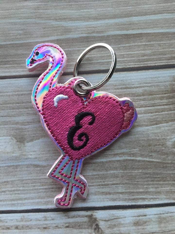 Valentine Heart Flamingo Fobs - Embroidery Design - DIGITAL Embroidery DESIGN
