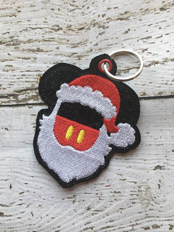 Santa Mouse With Beard Fobs - Embroidery Design - DIGITAL Embroidery DESIGN