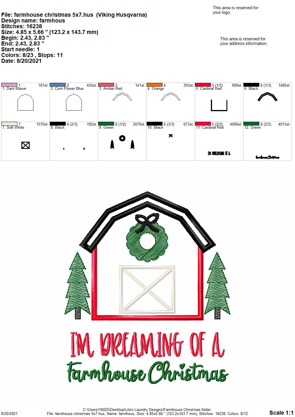 Farmhouse Christmas - 3 sizes- Digital Embroidery Design
