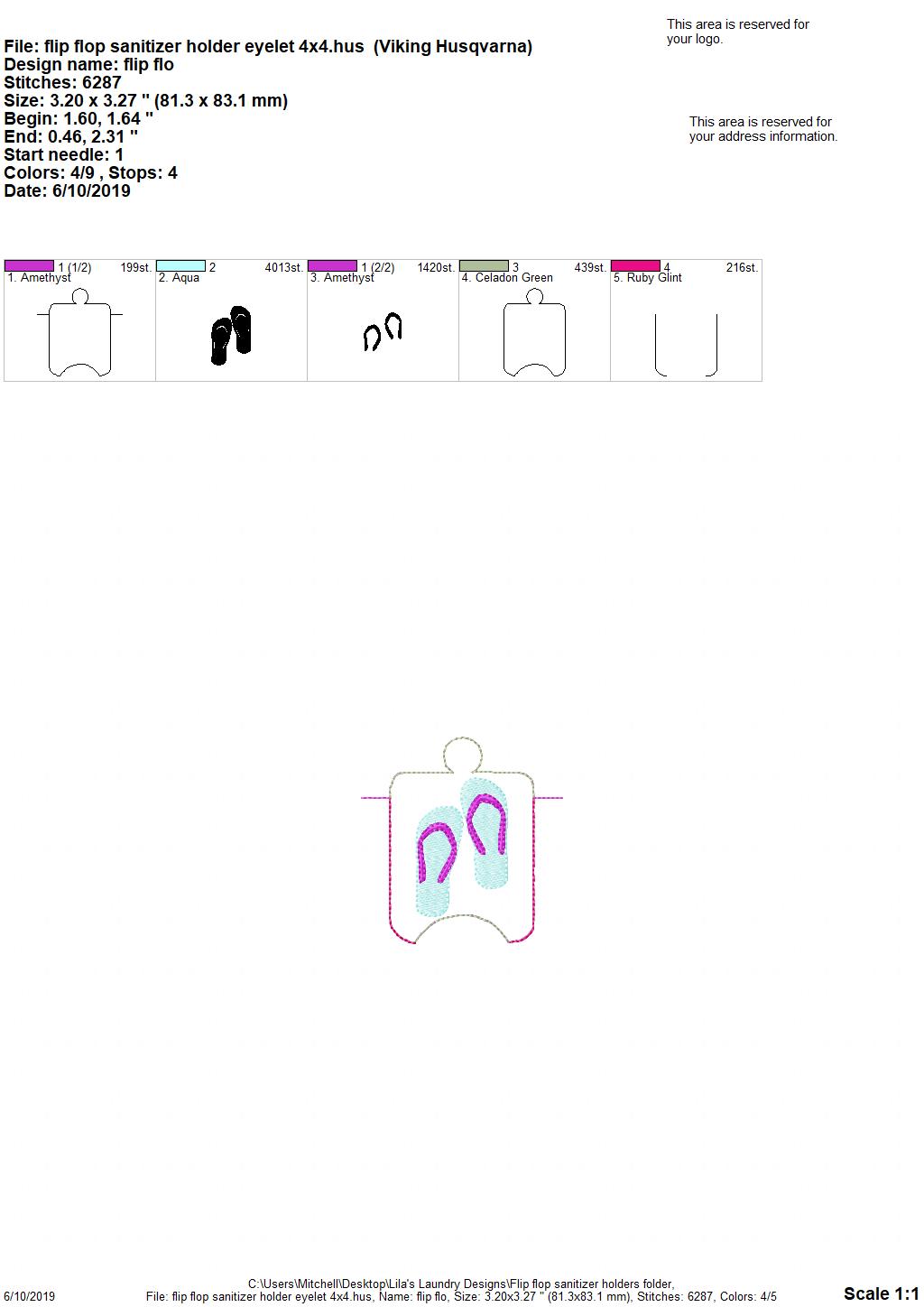Flip Flops Sanitizer Holders - DIGITAL Embroidery DESIGN