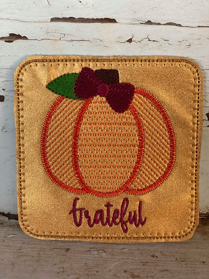 Fall Pumpkin Coaster Set 4x4 - DIGITAL Embroidery DESIGN