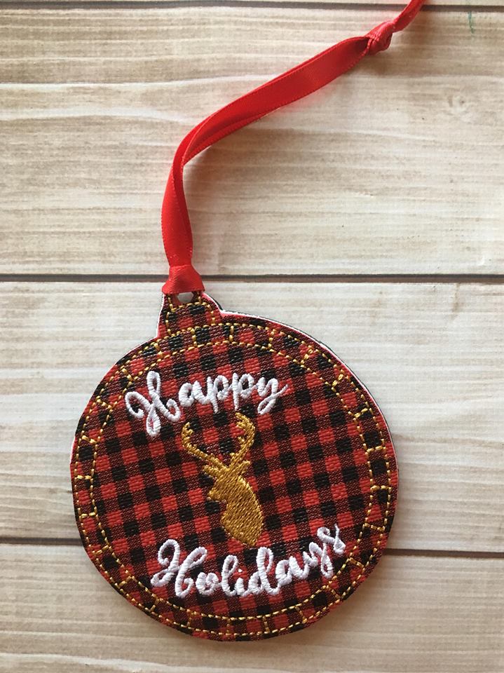 Rustic Deer Holiday Ornaments - Embroidery Design - DIGITAL Embroidery DESIGN