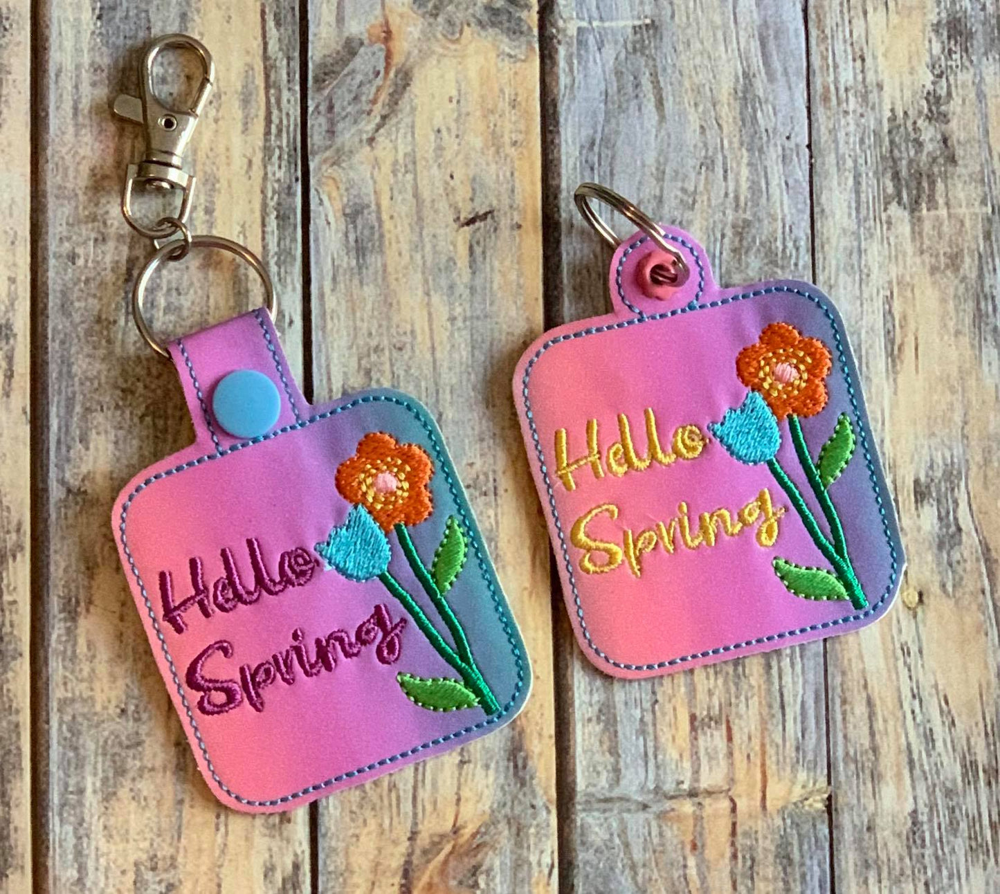 Hello Spring Fobs - Embroidery Design - DIGITAL Embroidery DESIGN