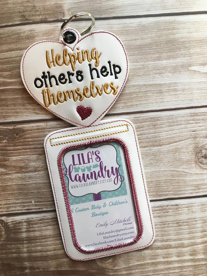 Helping Others Help Themselves Vertical ID Holder - Digital Embroidery Design