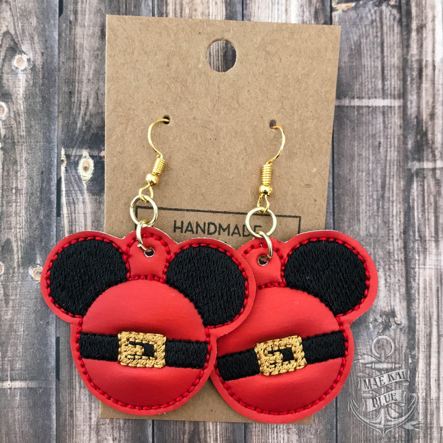 Santa Mouse Earrings - 3 sizes - Digital Embroidery Design