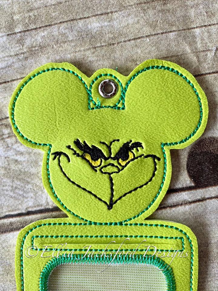 Mean One ID holder/luggage tag - 5 x 7 - Embroidery Design - DIGITAL Embroidery design