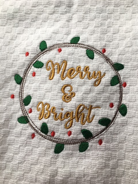 Merry & Bright 4x4 & 5x7 digital embroidery design
