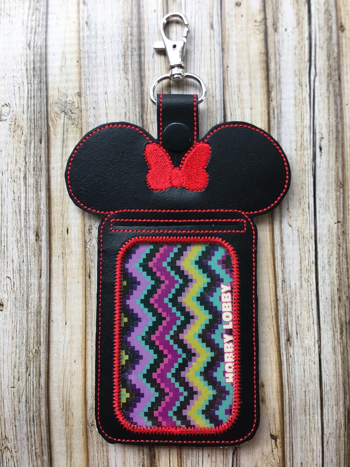 Miss Mouse ID Holder With Back Pockets - 5 x 7 - DIGITAL Embroidery design