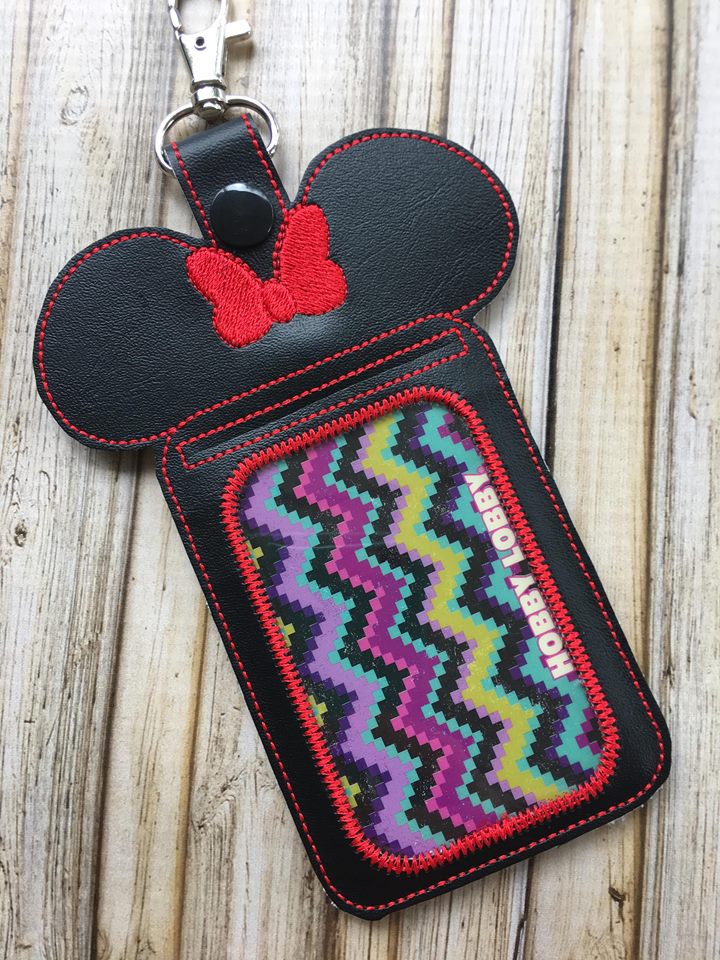 Miss Mouse ID Holder With Back Pockets - 5 x 7 - DIGITAL Embroidery design