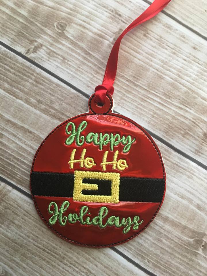 Happy Ho Ho Holidays Ornament 4x4 and 5x7 included- Embroidery Design - DIGITAL Embroidery DESIGN