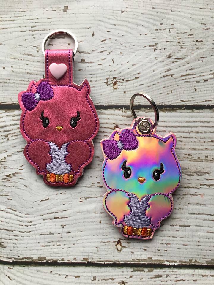 Valentine Girl Owl Fobs - Embroidery Design - DIGITAL Embroidery DESIGN