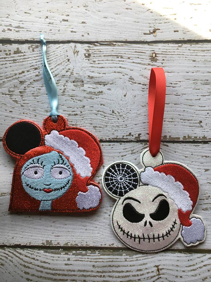 Jack and Sally Ornaments  - Digital Embroidery Design