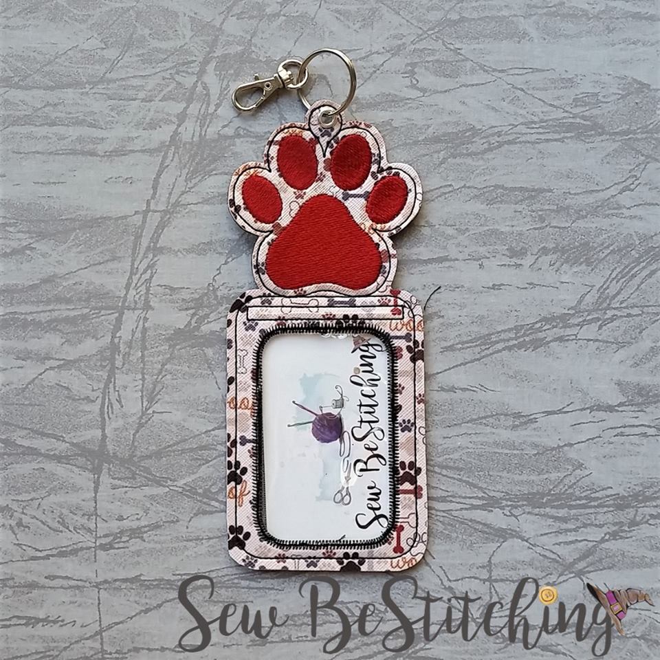 Paw print id holder - 5 x 7 - Embroidery Design - DIGITAL Embroidery design