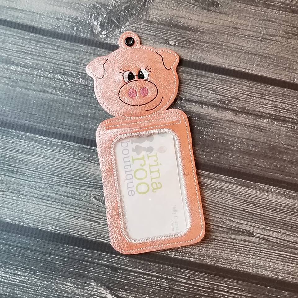 Pig ID Holder - 5 x 7 - Embroidery Design - DIGITAL Embroidery design