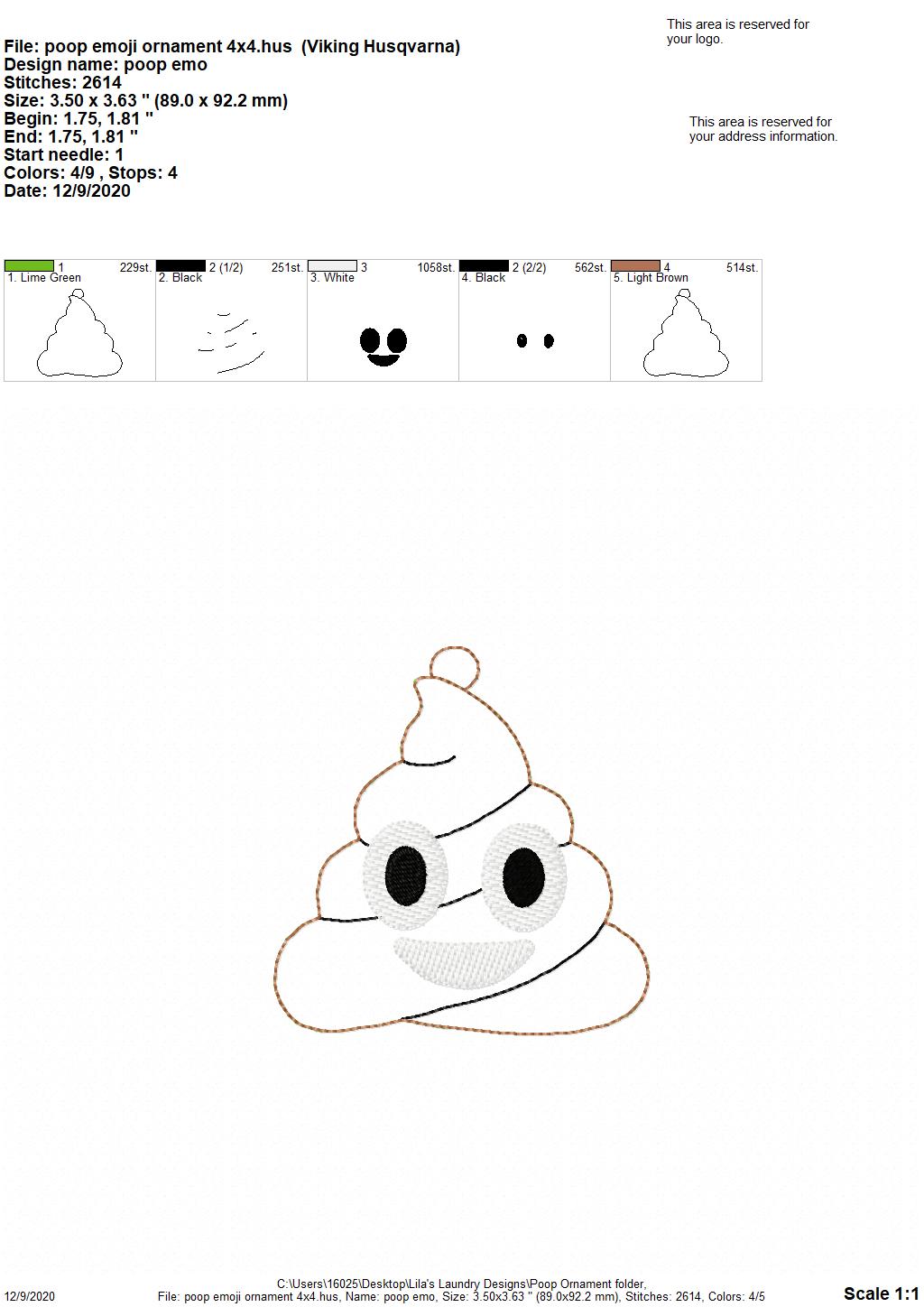 Poop Ornament - Digital Embroidery Design