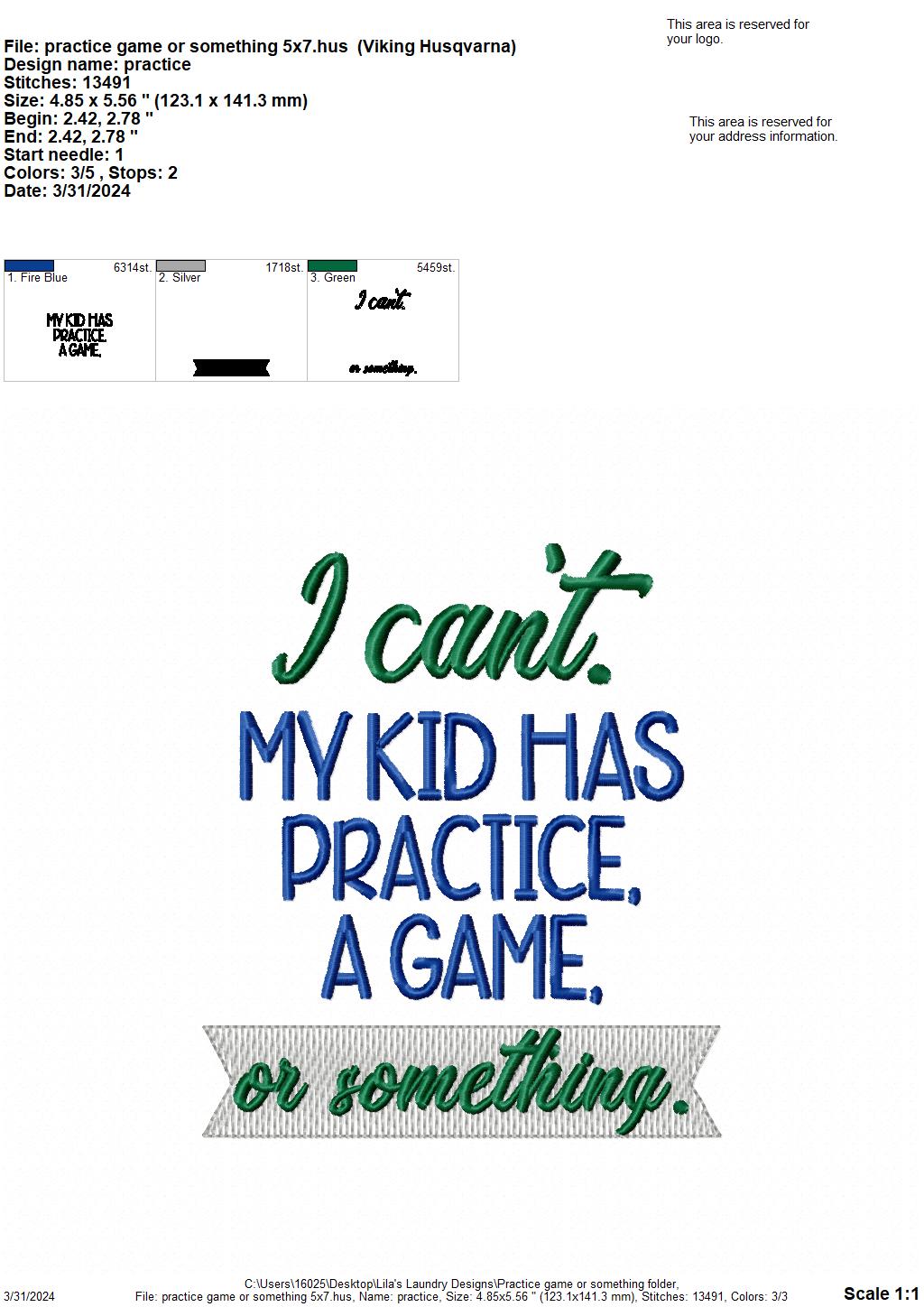Practice Game or Someting - 4 Sizes - Digital Embroidery Design