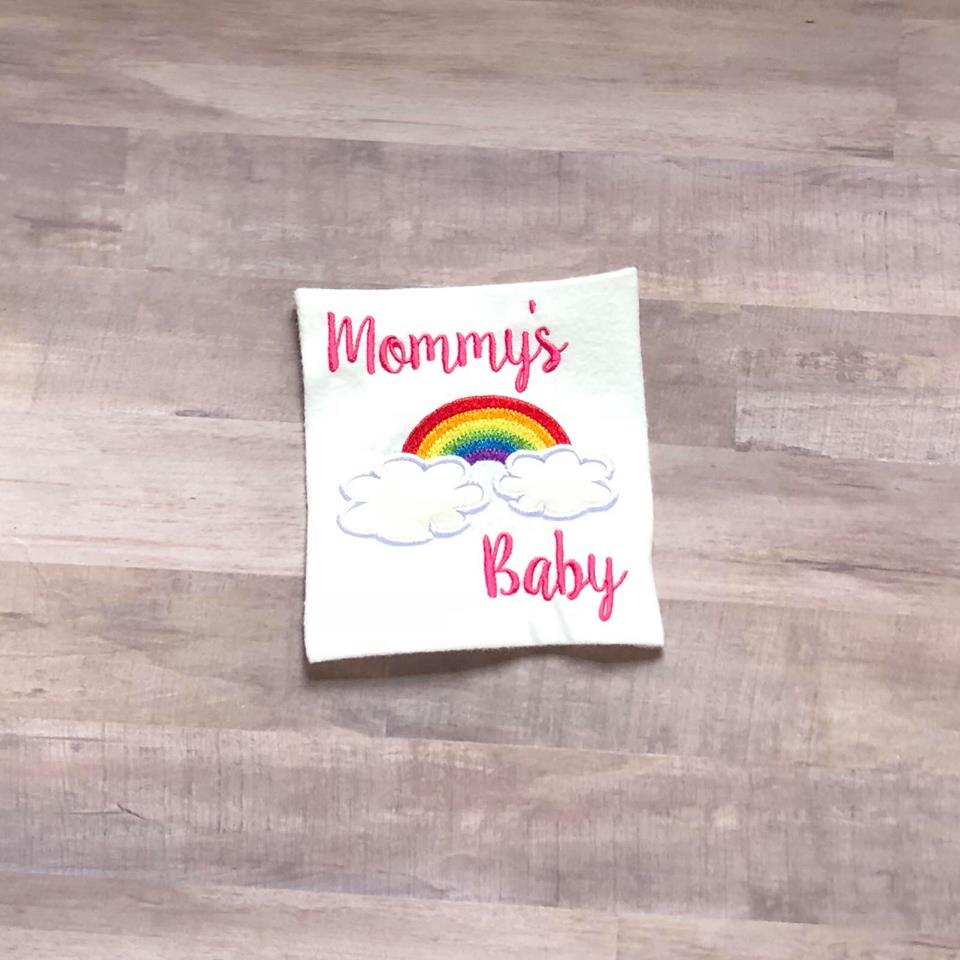 Mommy's Rainbow Baby 4x4 filled & 5 x 7 applique - Embroidery Design - DIGITAL Embroidery DESIGN