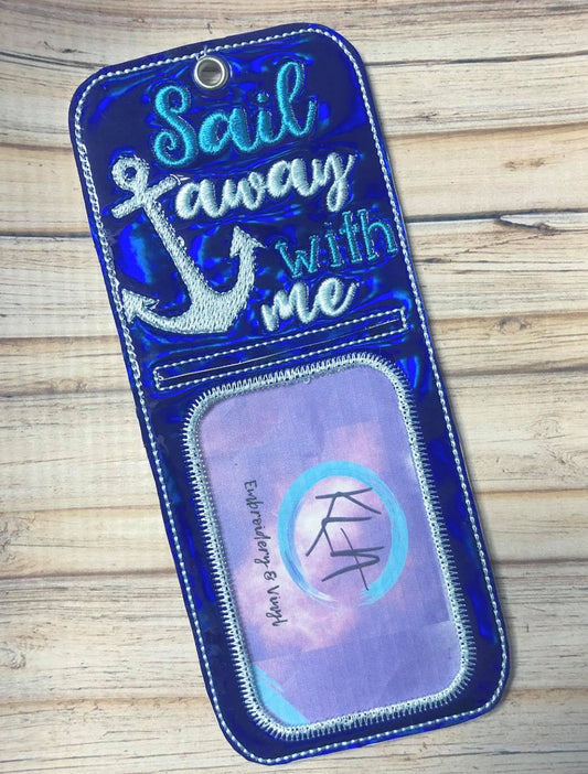 Sail away with me ID Holder - 5 x 7 - Embroidery Design - DIGITAL Embroidery design