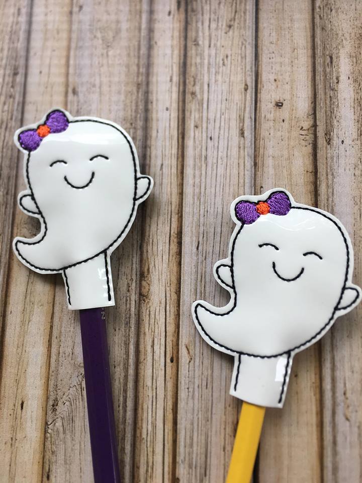 Girly Ghost Pencil Toppers - Digital Embroidery Design
