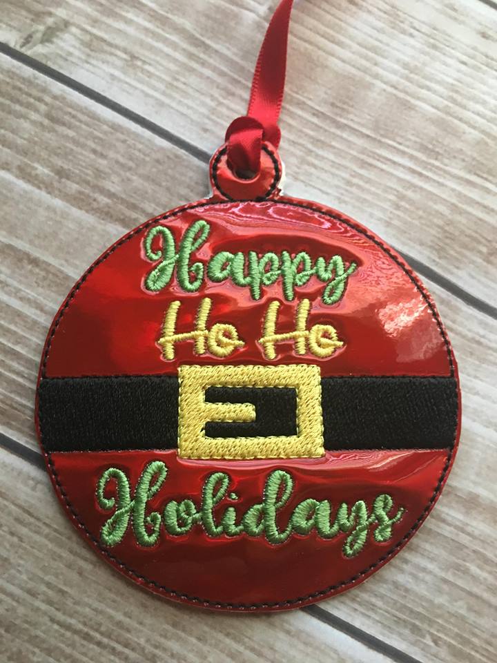 Happy Ho Ho Holidays Ornament 4x4 and 5x7 included- Embroidery Design - DIGITAL Embroidery DESIGN