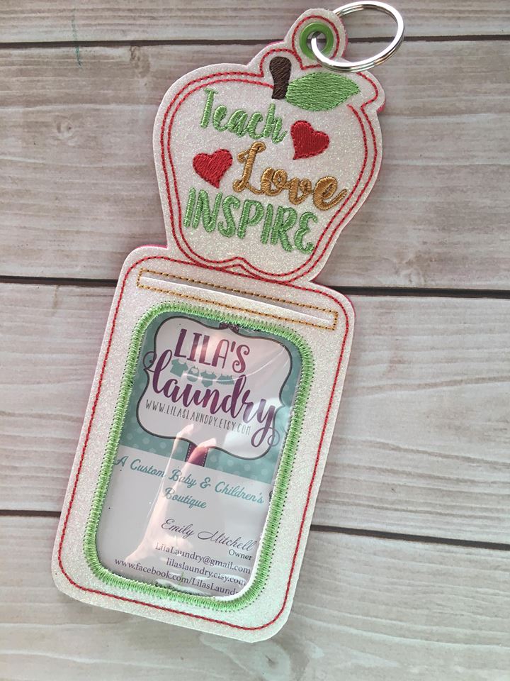 Teach Love Inspire ID holder - Embroidery Design - DIGITAL Embroidery design