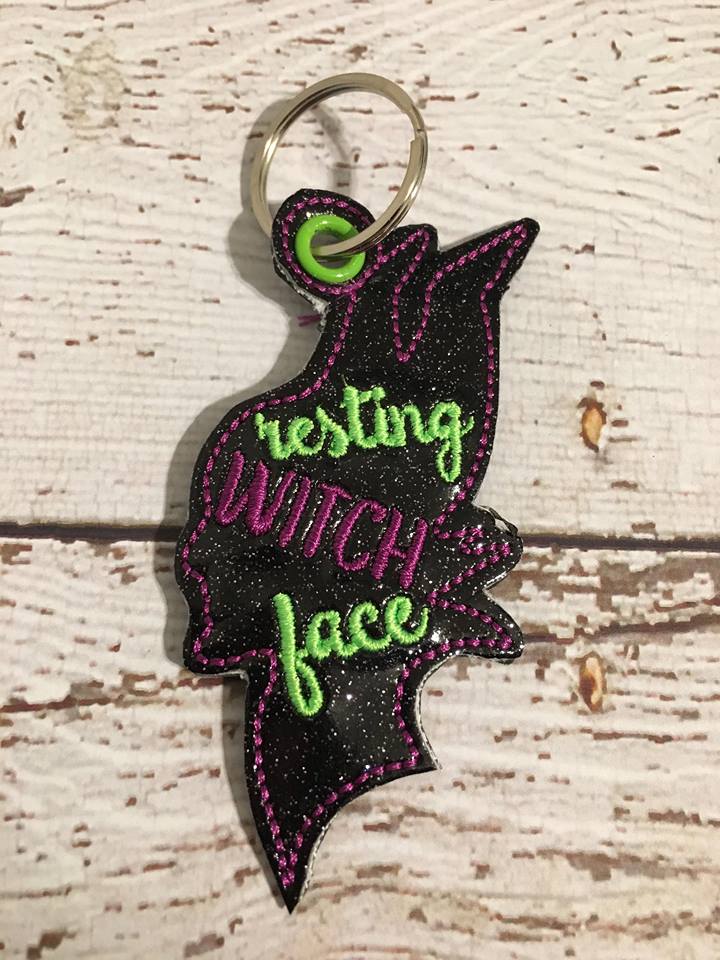 Resting Witch Face Fobs - Embroidery Design - DIGITAL Embroidery DESIGN